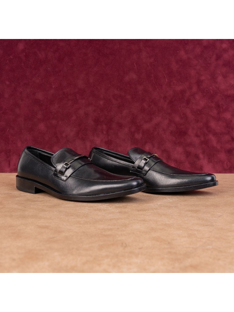 Boss By Hugo Boss Men Dress Black Leather Horsebit Logo Loafers Size 6